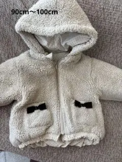 フード取り外し可　リバーシブルダウン(ドット柄＆ボア)95cm