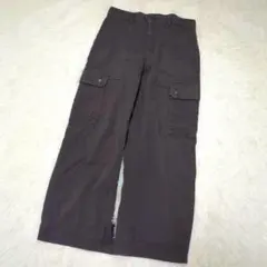 GU ワイドカーゴパンツ(XL)ダークグレー ストレッチ ストリート 無地