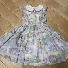 メゾピアノ　mezzo piano 襟付きガーデン柄ワンピース 美品