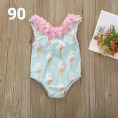 キッズワンピース水着　アイス柄　90