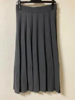 コムサイズム　グレー ニット プリーツスカート ロング丈