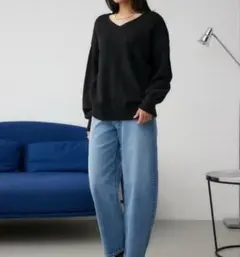 【AZUL BY MOUSSY】-Vネックアソートカラーニットプルオーバー-