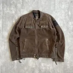 あわず様　00s　DIESEL　ディーゼル　太畝　コーデュロイジャケット DIESEL”leather collar design Cropped length corduroy jacket