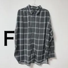 [美品]ローリーズファームグレー チェック柄 長袖シャツ　フリーサイズ