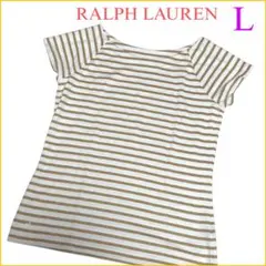 《ラルフローレン》レディース　半袖tシャツ　ホワイト×ゴールド　Lサイズのサムネイル