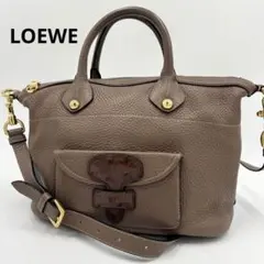 ロエベ メイ28 レザー 2way ショルダーバッグ ハンドバッグ グレージュ