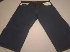 ダークブルー 膝丈デニムパンツのサムネイル