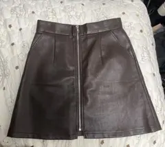 ブラウン 合成皮革 ミニスカート