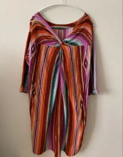 あ*ぃ様 チチカカ　エスニックマルチカラー　ワンピース　フリーサイズ