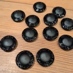 ジャパニーズ　ヴィンテージ　黒の装飾ボタン 12個セット