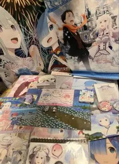 リゼロ　エミリア誕生日　レム　ラム　缶バッジ　　2018 タペストリー　ファイル