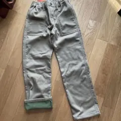 ベージュ ゴムウエスト ロングパンツ裏地フリー