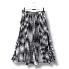 23区 ギンガムチェック リネン フレアスカート 麻100%