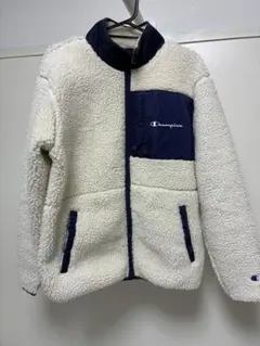 Champion フリースジャケット M ホワイト/ネイビー