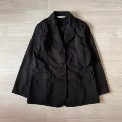 【美品】フランセーズ 黒 テーラードジャケット LL ポリエステル 大きめ