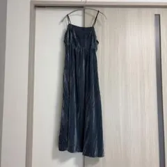 ダークブルー ベロア ワンピース