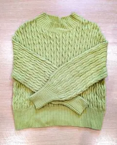 ⭐【C'EST MOIJEU】ライムグリーン ケーブル編み 長袖セーター