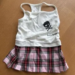 犬服 スカート付きタンクトップ ホワイト/ピンク