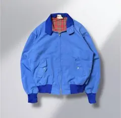 80sUSA製SPORTSMASTERスイングトップ裏チェック柄企業ロゴ刺繍紺L 