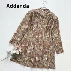レナウン アデンダ 長袖ブラウス シャツ チュニック 総柄 上品 薄手 レトロのサムネイル