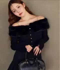 NICE CLUP ビジューフェイクファーニット