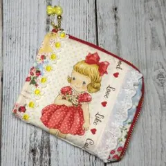 【ハンドメイド】 L字ファスナー ミニ財布 マーガレット＆ソフィー柄