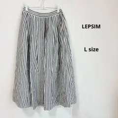 LEPSIM レプシィム　フレアスカート　L ストライプ柄　ホワイト　ブラックのサムネイル