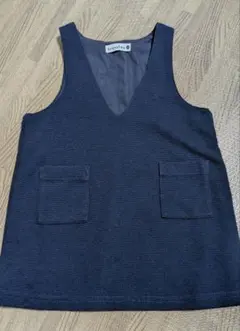 ブランシェス 紺 Vネック ワンピース 90