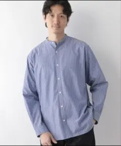 新品未使用　グローバルワーク　ストライプ　バンドカラーシャツ