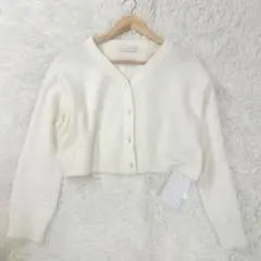 【最終価格新品】セルフォードモヘヤ混カーディガン刺繍ロゴホワイト24AW