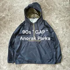 希少 90s OLD GAP アノラックパーカーネイビー L 古着 ドローコードのサムネイル