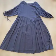 【本日限定価格】フリル付き七分袖ロングワンピース