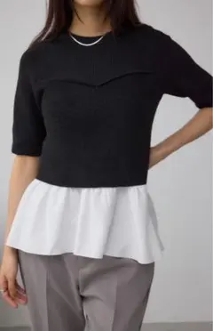 【タグつき】AZUL by moussy ペプラムインナーセットニット