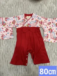 初節句に♩赤とピンクの花柄ロンパース