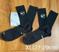 新品　ナイキ　XL(27-29cm)バスケット　クルーソックス　黒2足セット