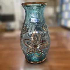 未使用⭐︎ボヘミアンガラス　花瓶 ボヘミアンガラス 花瓶 ハンドペイント オブジェ 花 花瓶 花柄