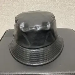 ブラック バケットハット 合成皮革