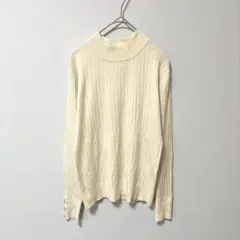 【エージー バイ アクアガール】リブ ハイネック ニット セーター オフホワイト