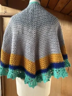 レトロニットケープ　ポンチョ