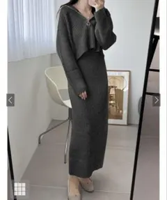 グレー ニット セットアップ スカート　Mサイズ