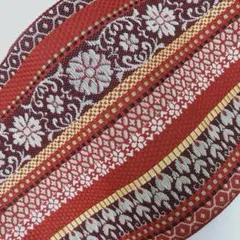 444半幅帯 小袋帯 厚地 朱赤にポップな古典柄 可愛いデザイン 小紋 着物
