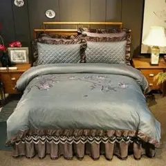 ワイドダブル ベッド用品4点セット ．寝具 枕カバー掛け布団カバー ベッドパッド