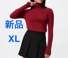 新品　メリノリブタートルネックセーター　レッド　RED XLサイズ