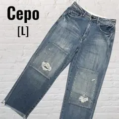 [Cepo]セポ パッチワーク/ダメージ/切りっぱなし/デニム/ジーンズ/Lのサムネイル