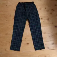 UNIQLO KIDS グリーン系チェック ロングパンツ 135-145cm