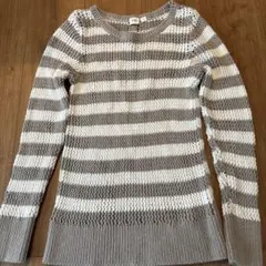 GAP ベージュ・ホワイト ストライプ セーター S