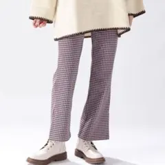 セルフカット　ストレッチ　スリット　フレアパンツ　パープル