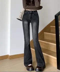 Dream garden ハイウエスフレアデニムパンツ ストレッチパンツ M