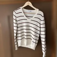 UNIQLO イネドL Vネックボーダーニット