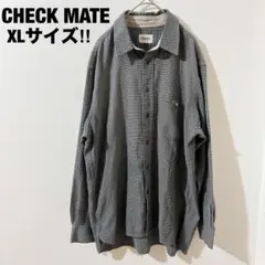 【a2437】CHECKMATE 総柄シャツ メンズ 千鳥 XL 大きいサイズ